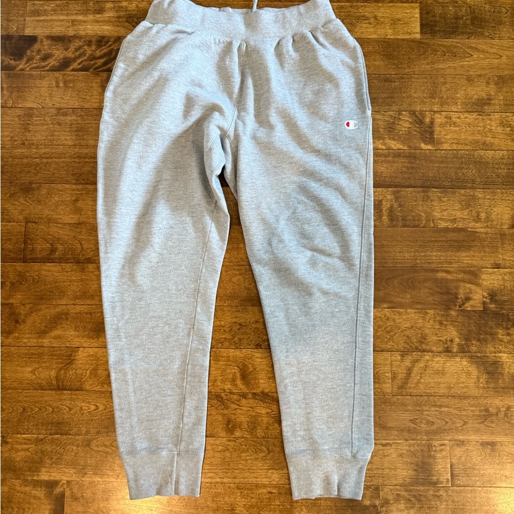 Champion Gray Sweatpants with Elastic Cuffs and Drawstring Waistband